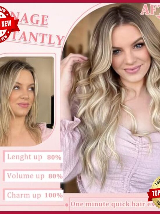 22 Inch Straight Human Hair Clip-In Extensions 8 Piece Double Weft main image 6